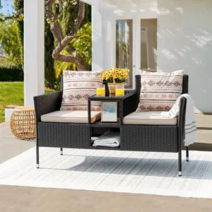 Rattan Patio Loveseat Set